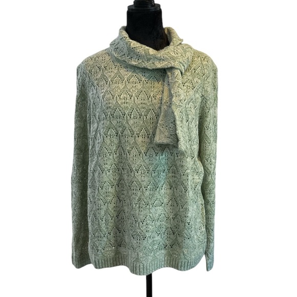 Alfred Dunner Sweaters - NWT Alfred Dunner Sage Green Pointelle Knit Turtleneck Sweater Size L Classics